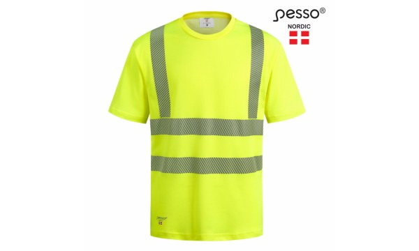Marškinėliai PESSO Hi-vis, geltoni (50% medv.50% pol.)
