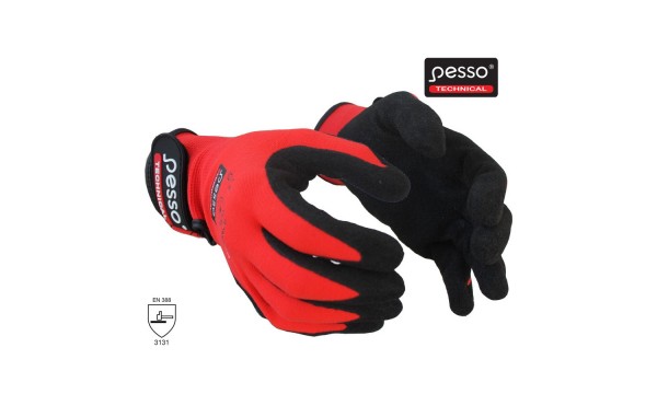 Nailoninės darbo pirštinės su grublėtu nitrilu Pesso Nailoninės darbo pirštinės su grublėtu nitrilu Pesso
